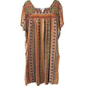 Cozee Corner orange boho patterned nightgown, 2x
